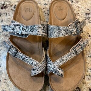 Time and Tru Snake Print Buckle Sandals